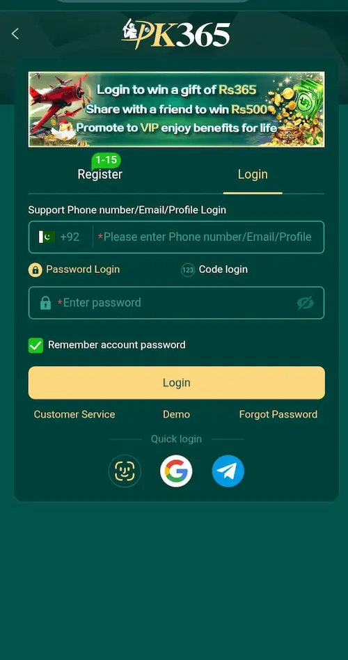 PK 365 Game Login